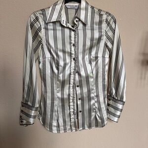 Zara Black and White Striped Blouse